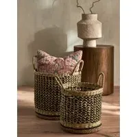 Seagrass Storage Baskets Set of 2 - Black, Natural
