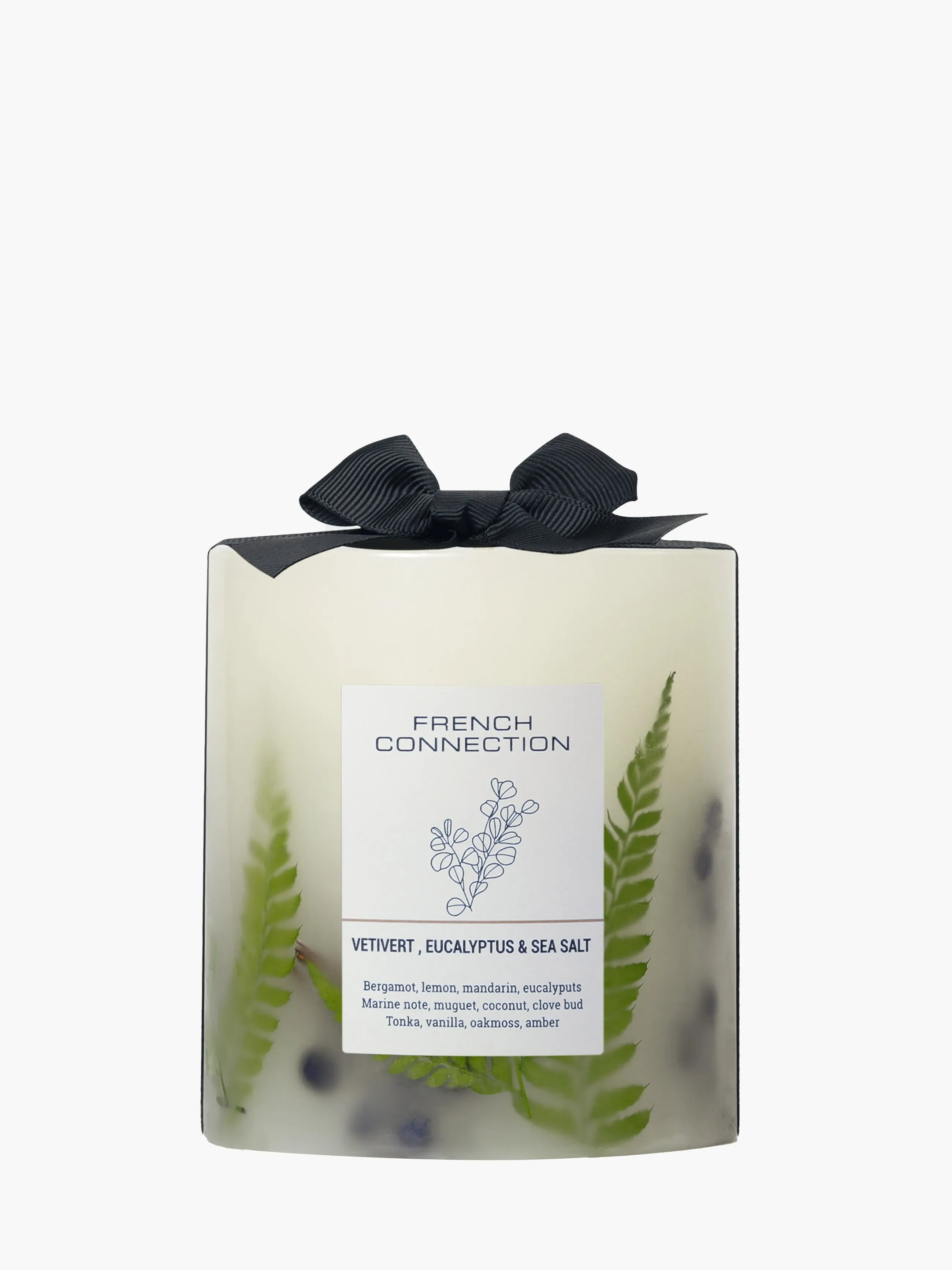 Vetivert Botanical Candle with Pressed Flowers - White product
