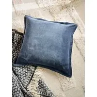 Washed Velvet Square Cushion - Blue