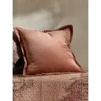 Washed Velvet Square Cushion - Brown