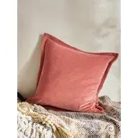 Washed Velvet Square Cushion - Pink
