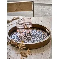Watamu Round Tray with Handles - Brown, Wood