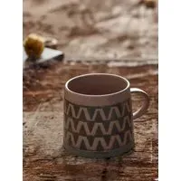 Zigzag Pattern Mug - Brown, Stoneware