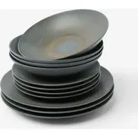 Zinc 12 Piece Dinner Set - Black, Stoneware