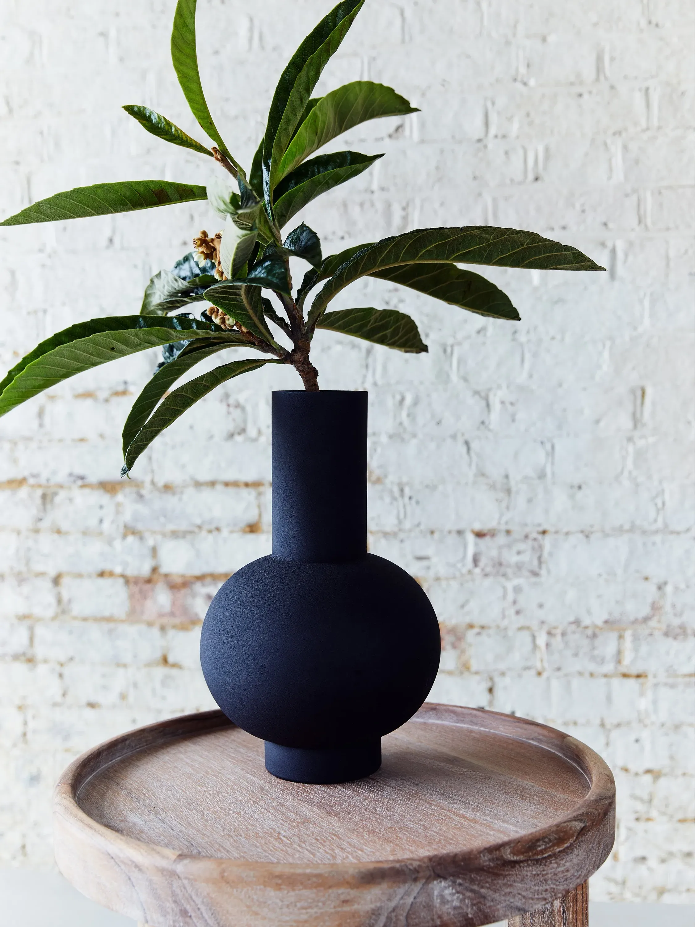 Zinc Round Metal Vase - Black image