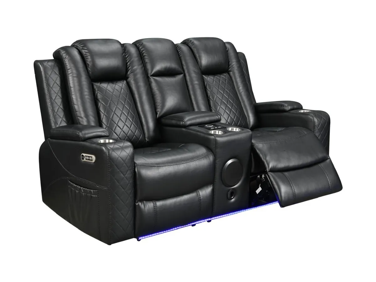 2-Seater Electric Recliner Sofa - Black, Leather image