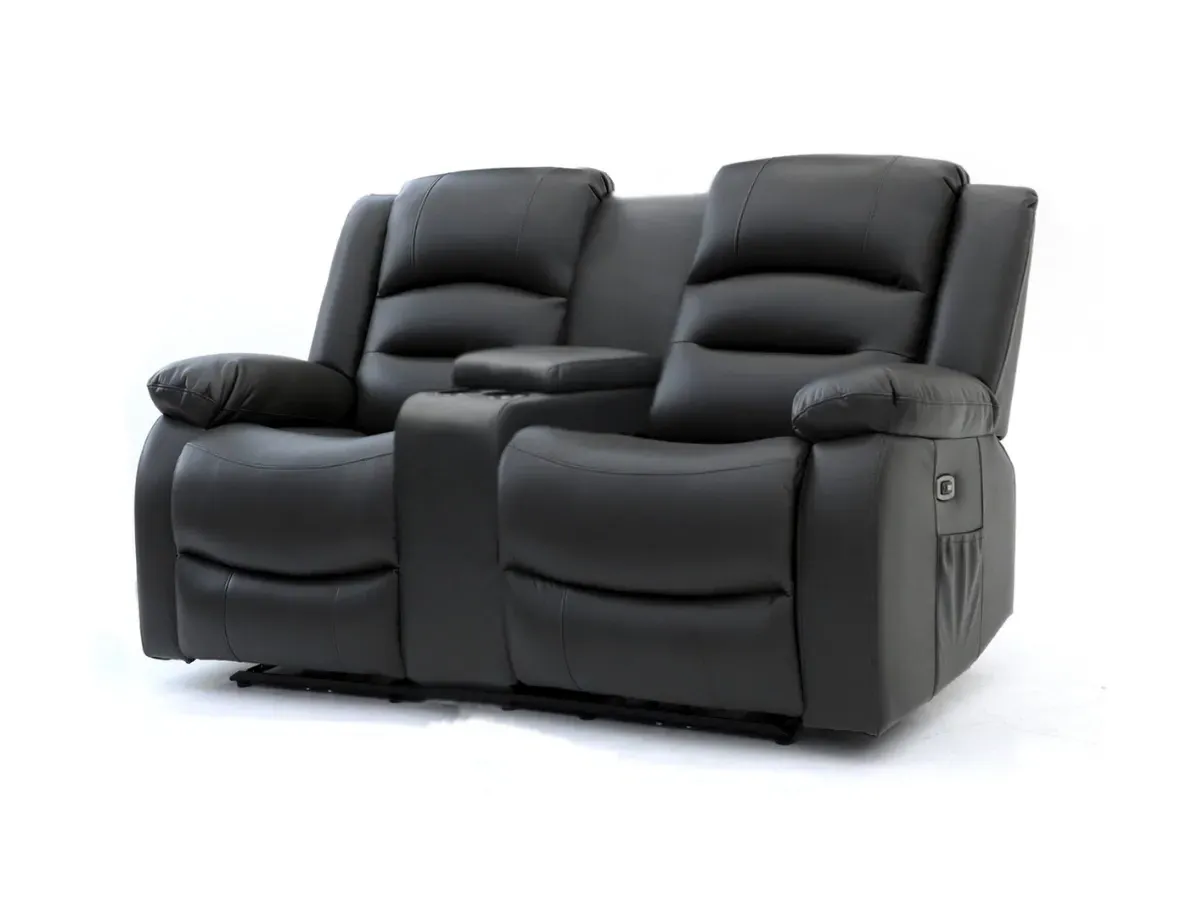 2-Seater Electric Recliner Sofa - Black, Leather image