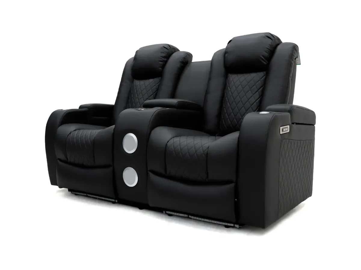 2-Seater Electric Recliner Sofa - Black, Leather