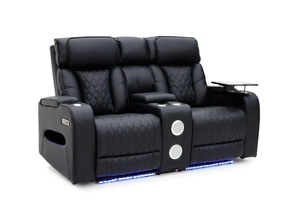2-Seater Electric Recliner Sofa - Black, Leather