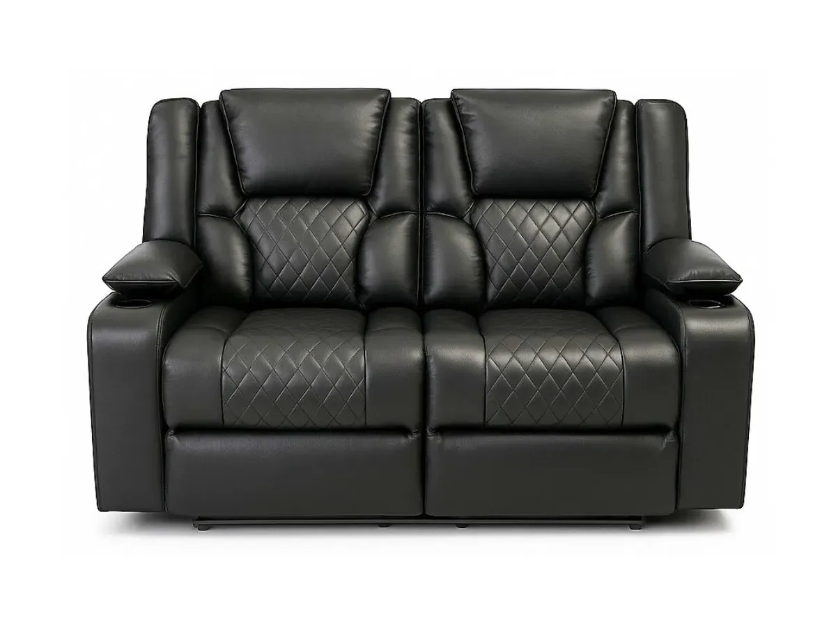 2-Seater Electric Recliner Sofa - Black, Leather