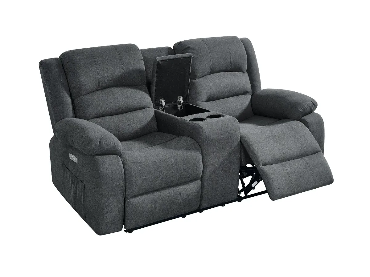 2-Seater Electric Recliner Sofa - Grey, Chenille