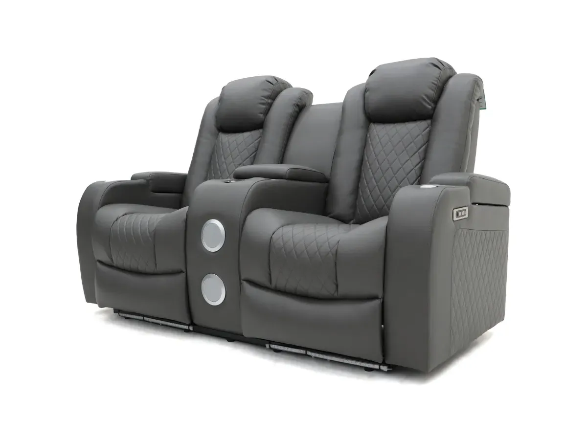 2-Seater Electric Recliner Sofa - Grey, Leather