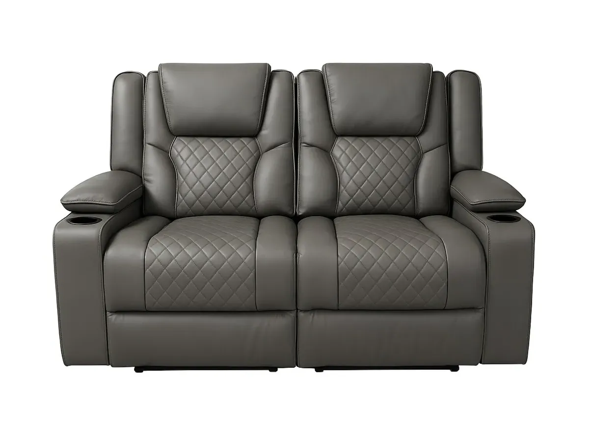 2-Seater Electric Recliner Sofa - Grey, Leather