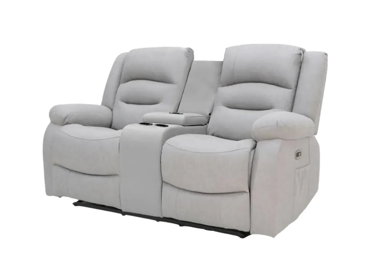 2-Seater Electric Recliner Sofa - Light Grey, Leather image