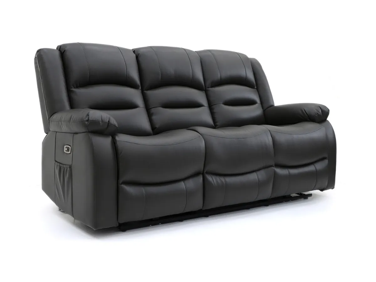 3-Seater Electric Recliner Sofa - Black, Leather image