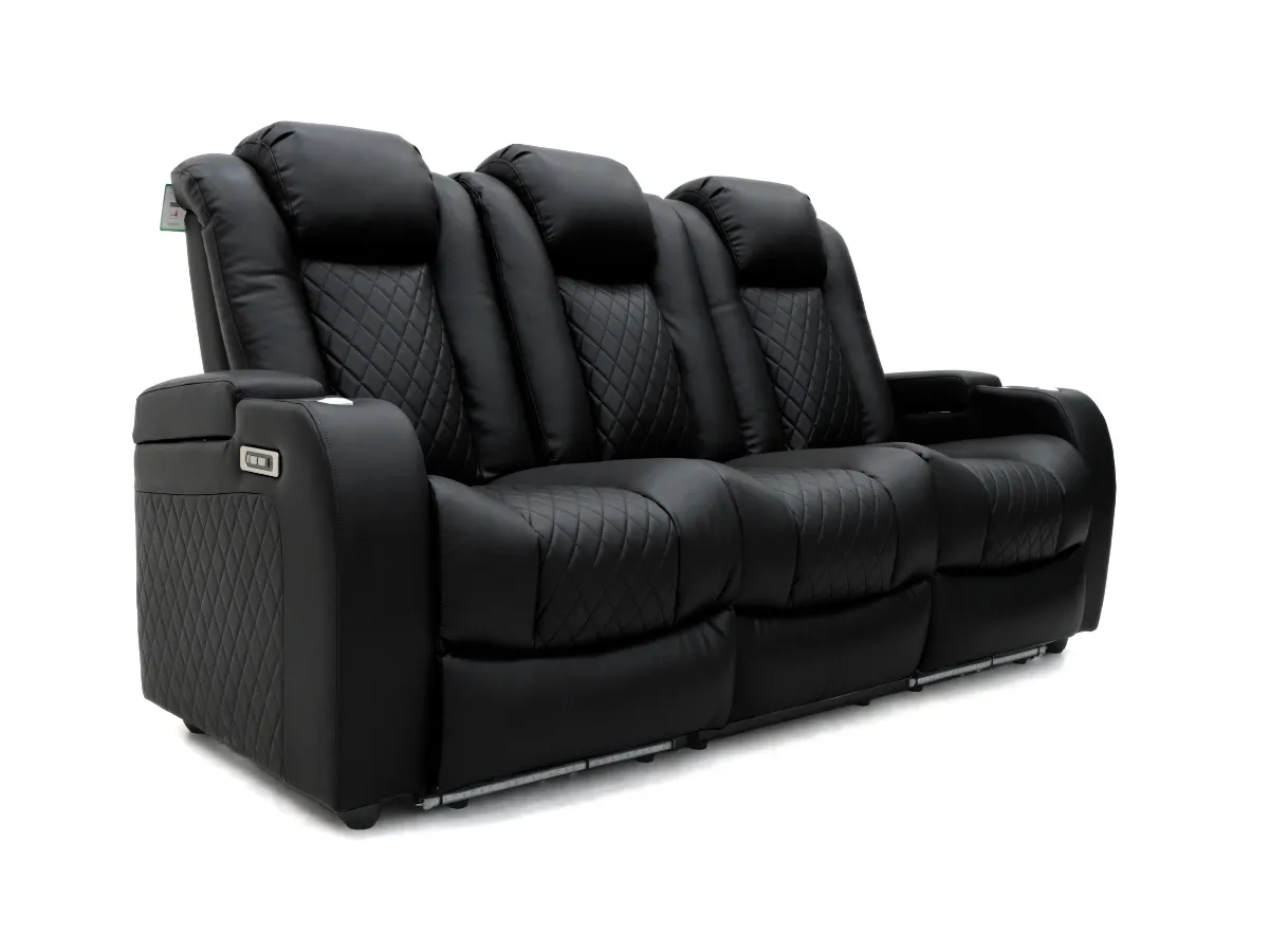 3-Seater Electric Recliner Sofa - Black, Leather