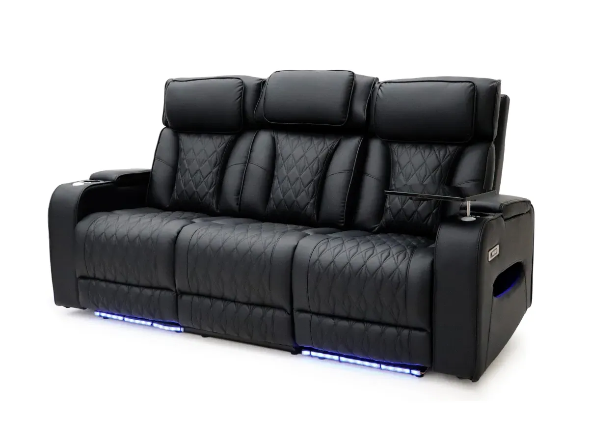 3-Seater Electric Recliner Sofa - Black, Leather