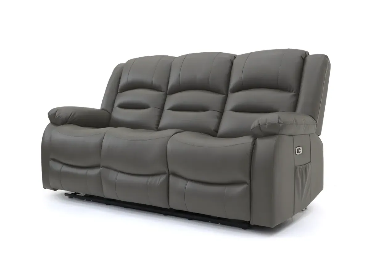 3-Seater Electric Recliner Sofa - Grey, Leather