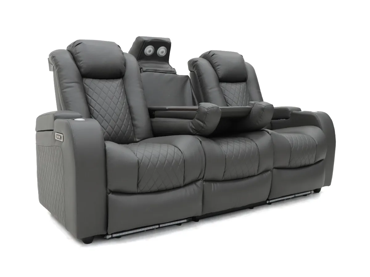 3-Seater Electric Recliner Sofa - Grey, Leather