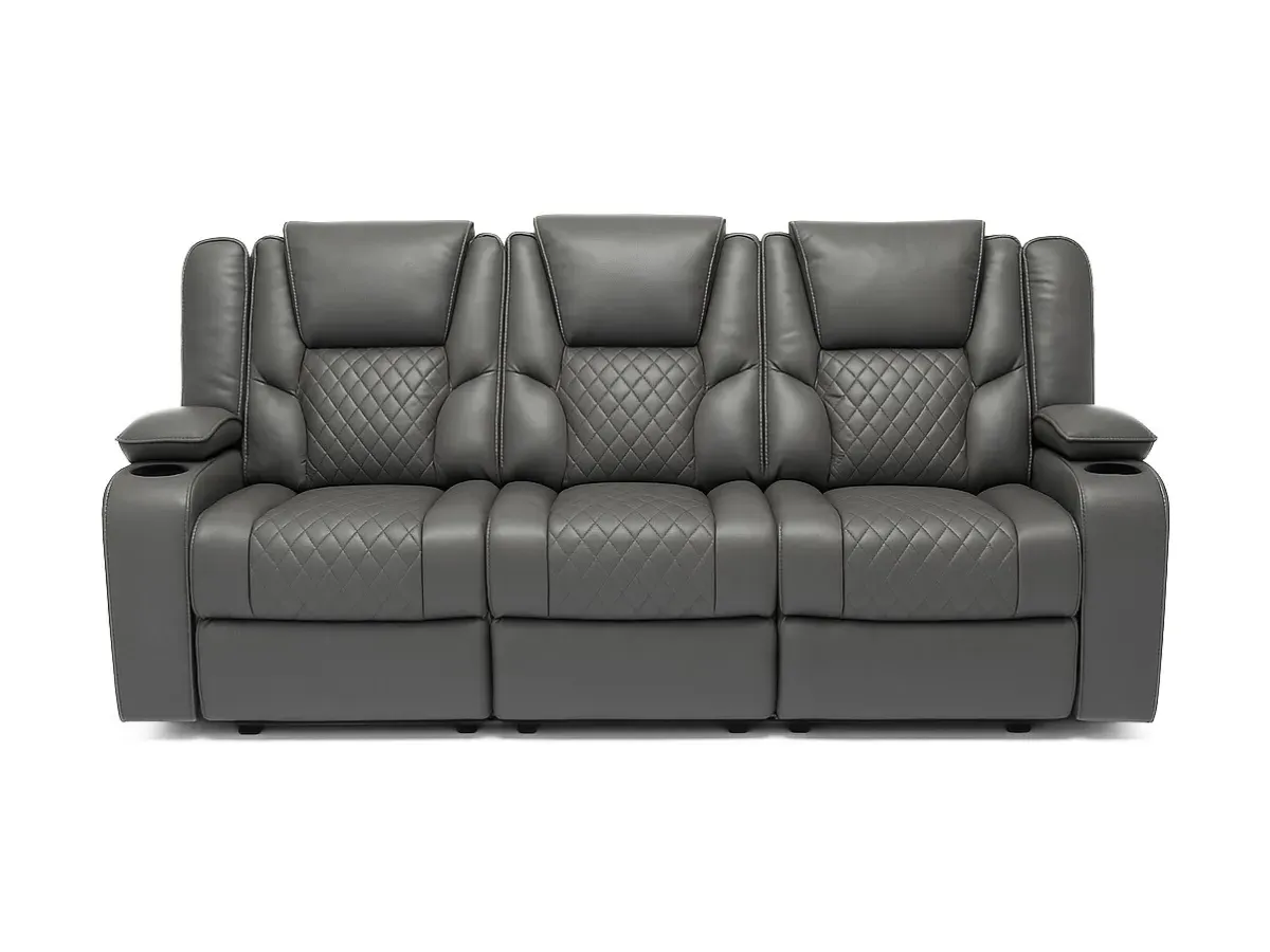 3-Seater Electric Recliner Sofa - Grey, Leather