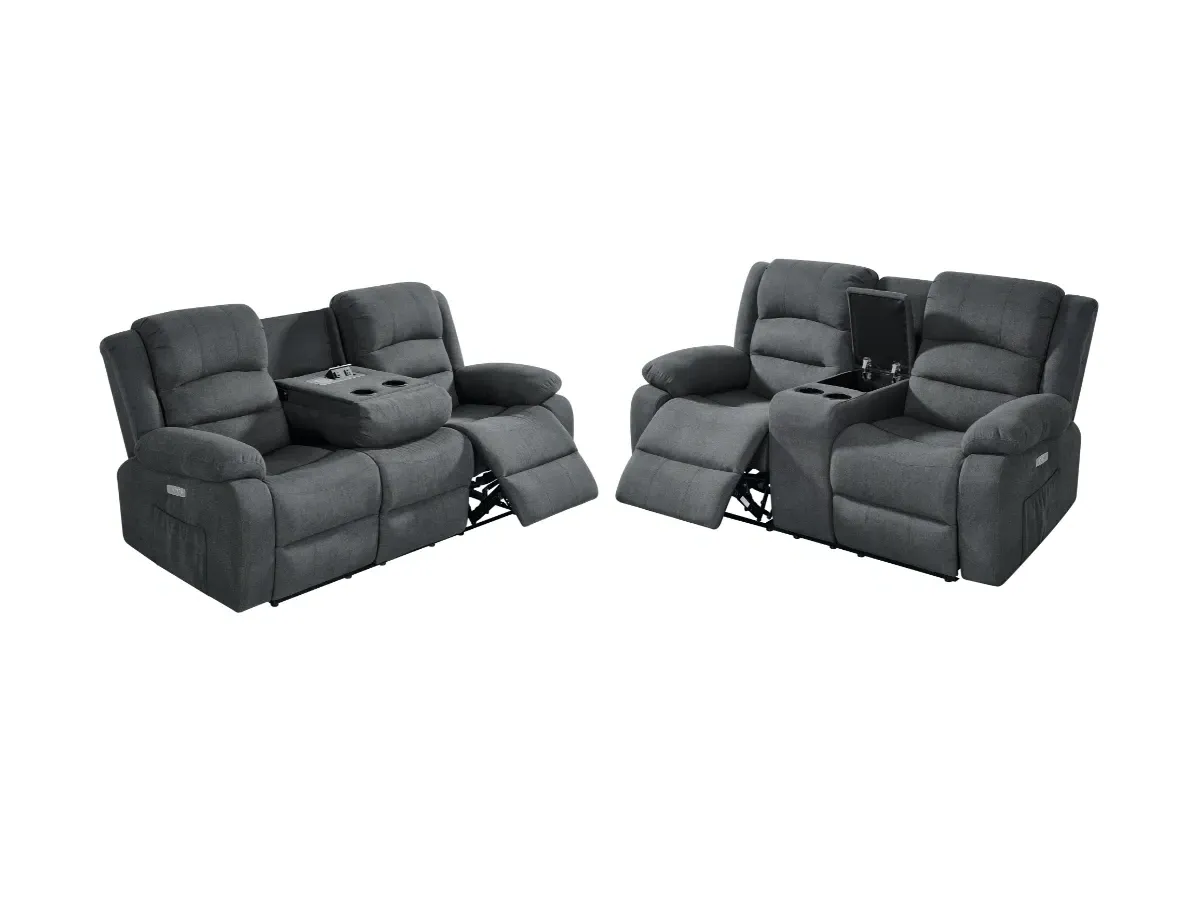 3+2 Electric Recliner Set - Grey, Chenille