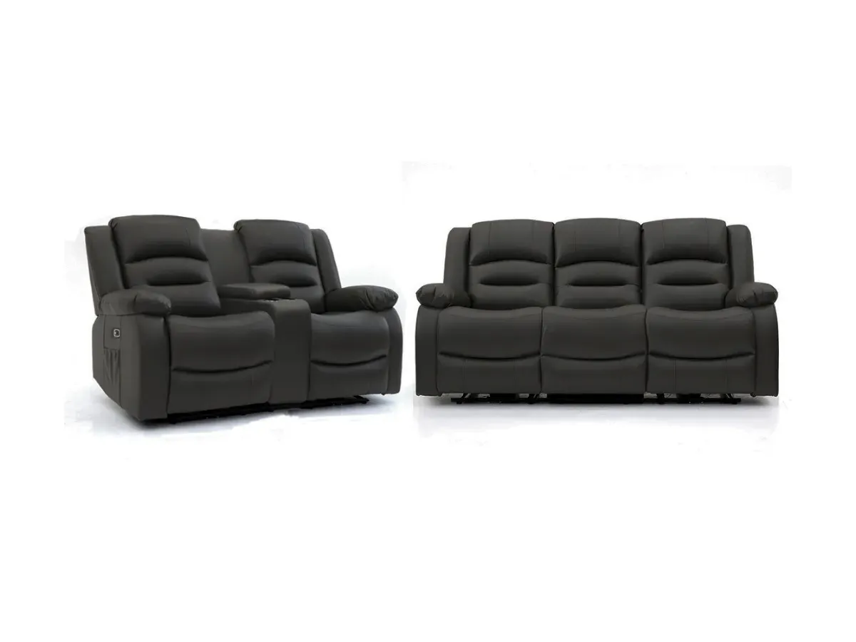 3+2 Electric Recliner Sofa Set - Black, Leather image