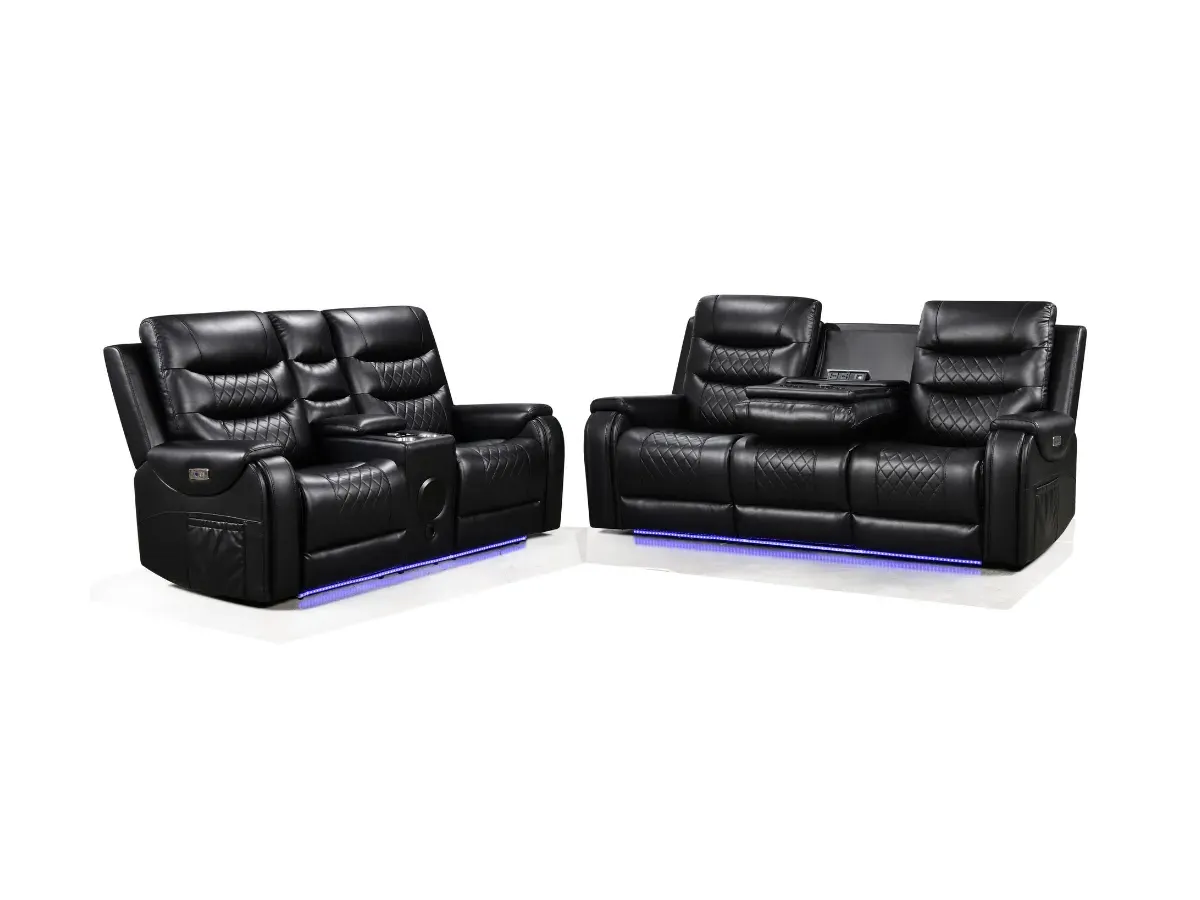 3+2 Electric Recliner Sofa Set - Grey, Leather