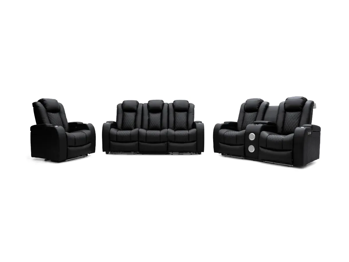 3+2+1 Electric Recliner Sofa Set - Black, Leather image