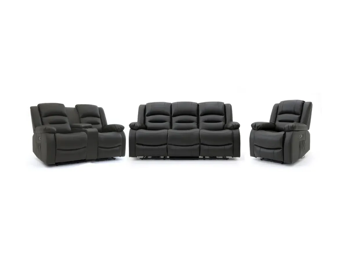 3+2+1 Electric Recliner Sofa Set - Black, Leather image