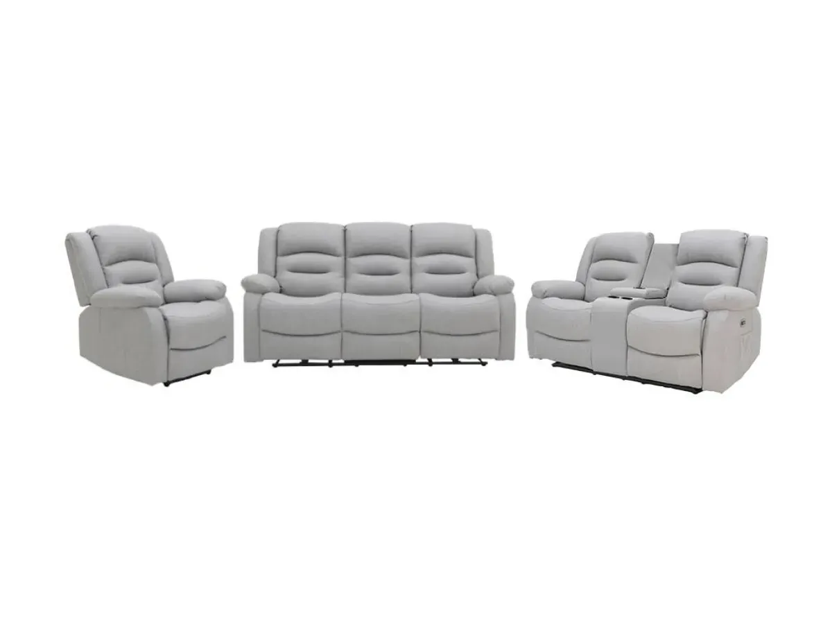 3+2+1 Electric Recliner Sofa Set - Grey, Leather image