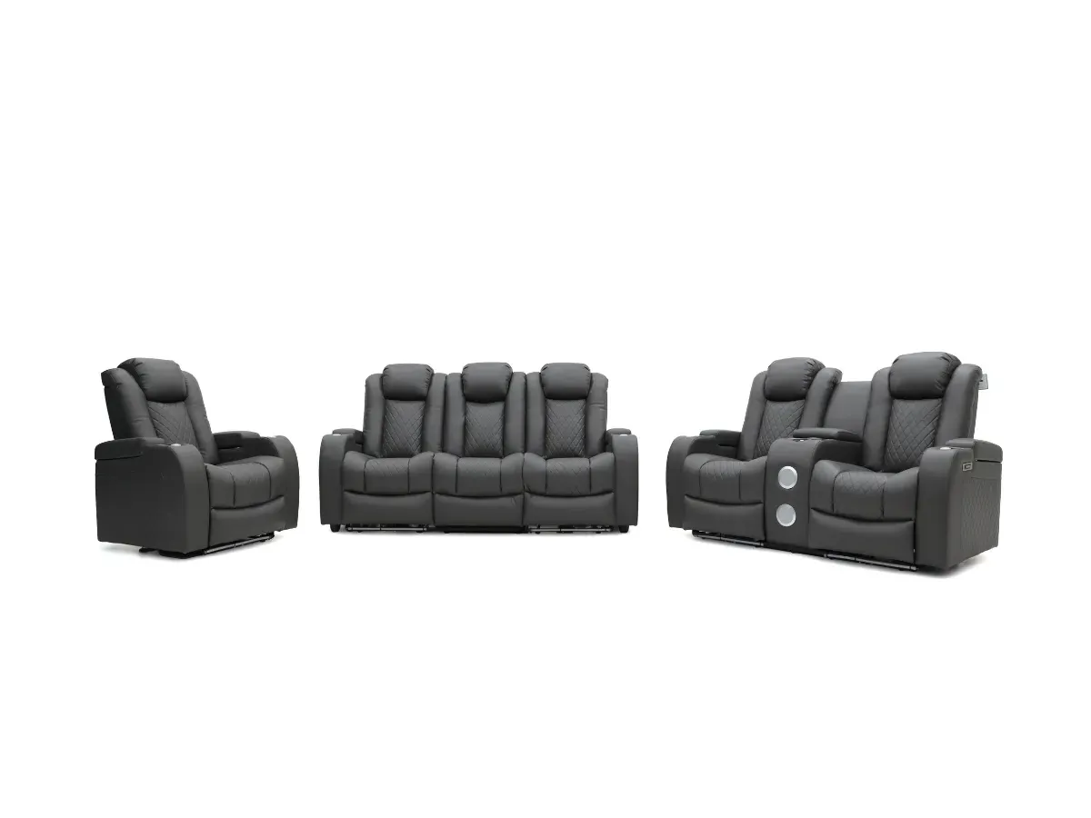3+2+1 Electric Recliner Sofa Set - Grey, Leather