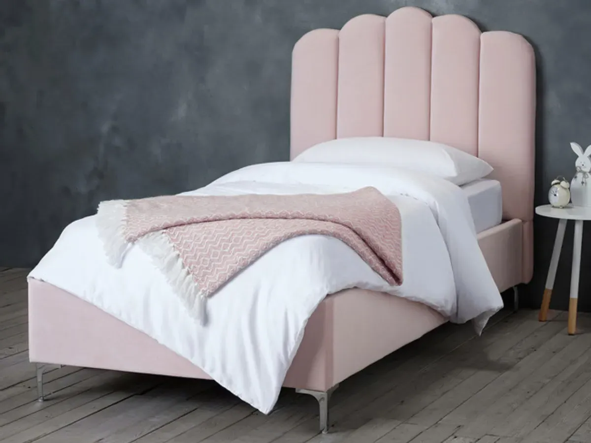 Bed Frame with Fluted Headboard - Pink, Velvet image