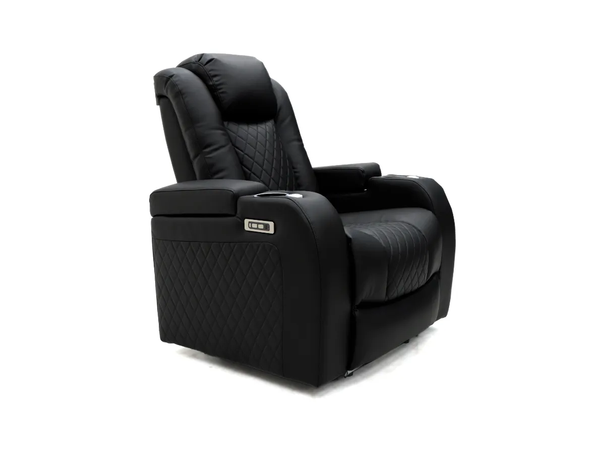 Electric Recliner Armchair - Black, Leather image