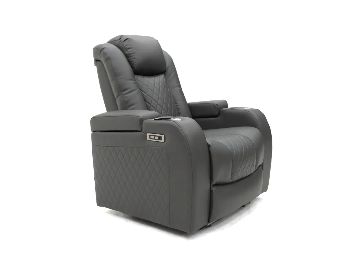 Electric Recliner Armchair - Grey, Leather image
