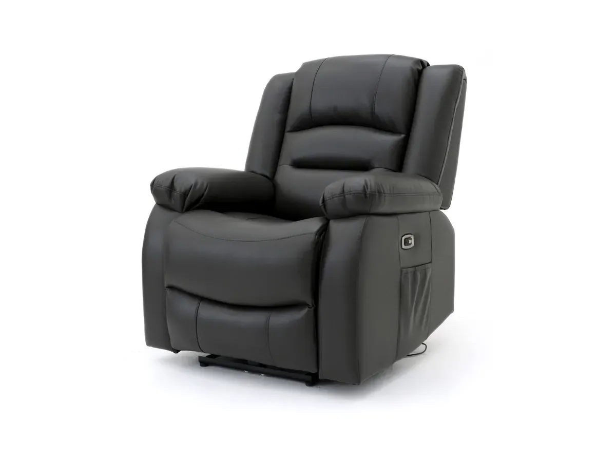 Electric Recliner Armchair with USB - Black, Leather image