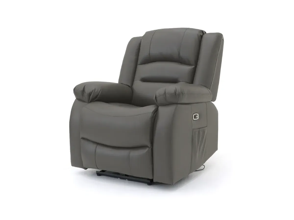 Electric Recliner Armchair with USB - Grey, Leather