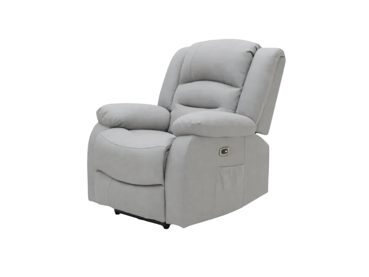 Electric Recliner Chair with USB - Grey, Leather image
