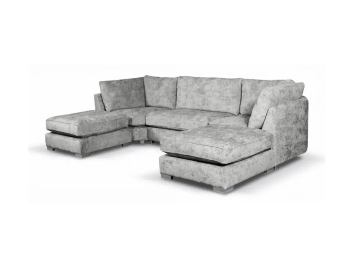 U-Shape Corner Sofa with Footstools - Silver image