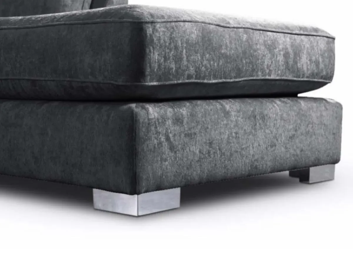 U-Shaped Footstool with Chrome Feet - Chenille image
