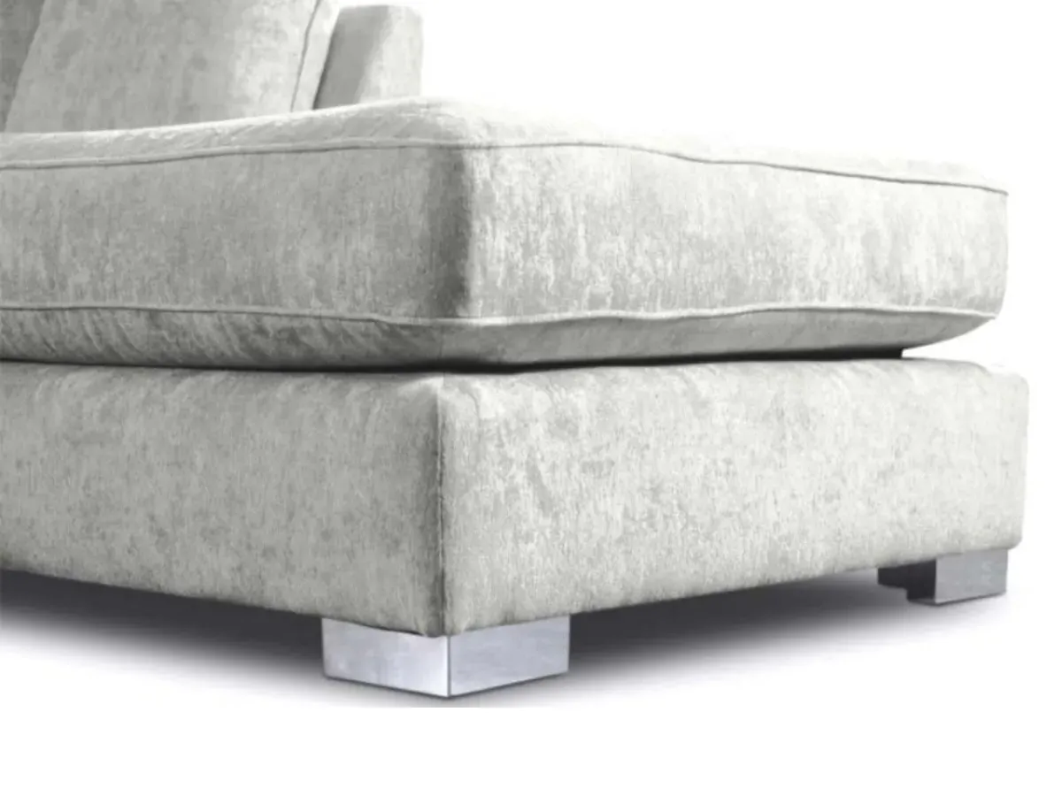 U-Shaped Footstool with Chrome Feet - Chenille image