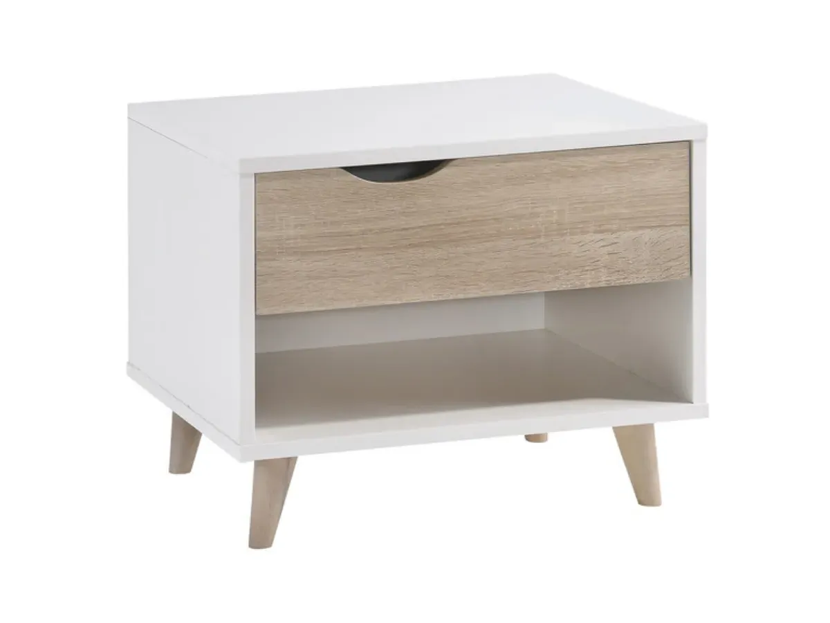 1-Drawer Cabinet with Built-in Handle - White, Oak image