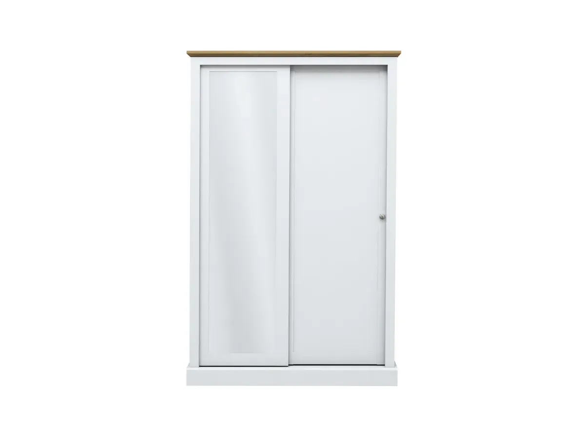 2-Door Sliding Wardrobe with Mirror - White