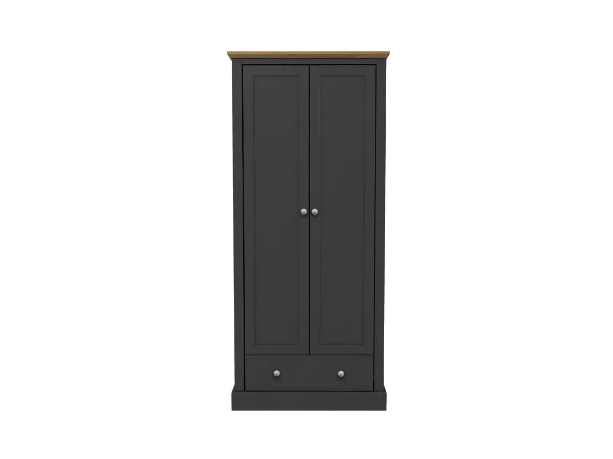 2-Door Wardrobe with Drawer - Charcoal image