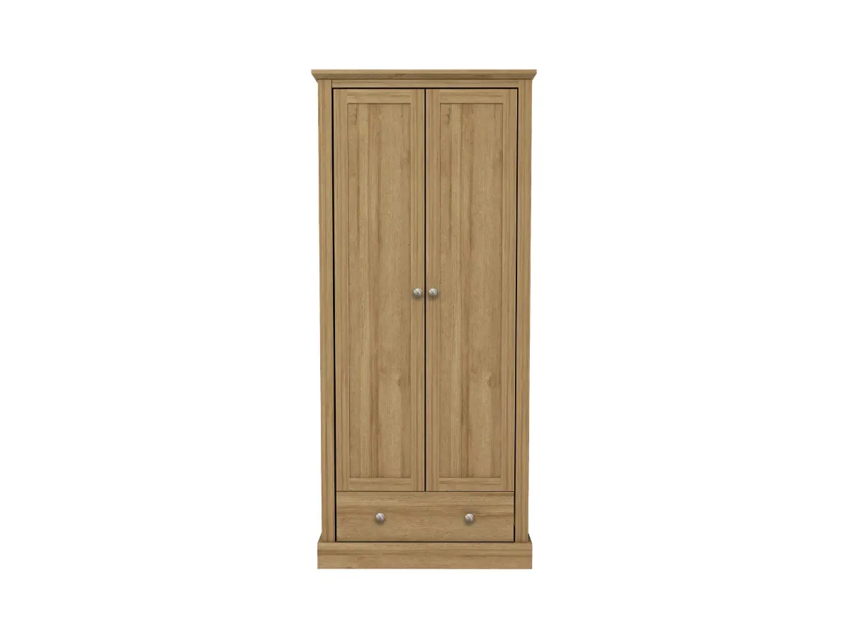 2-Door Wardrobe with Drawer - Oak