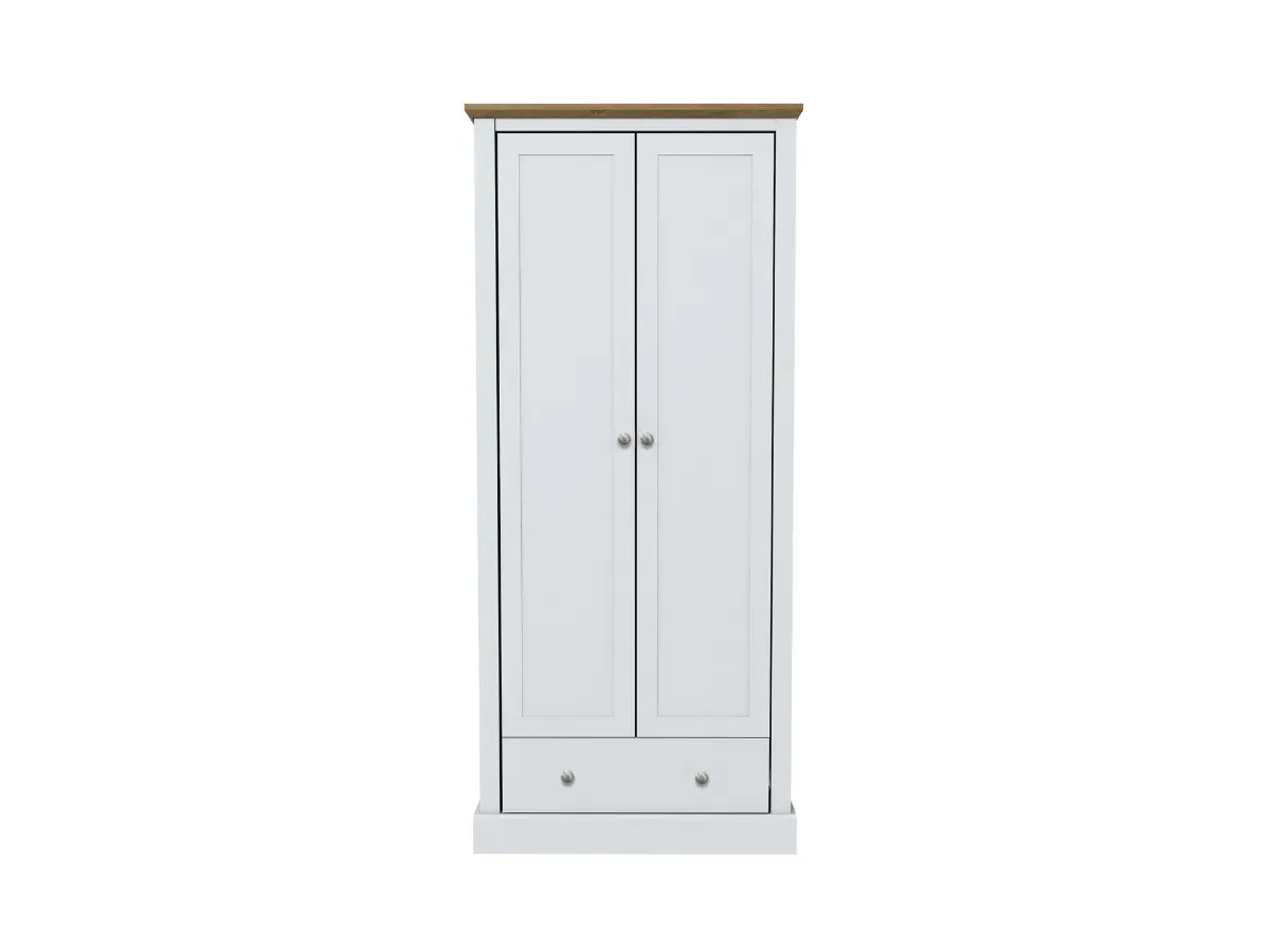 2-Door Wardrobe with Drawer - White