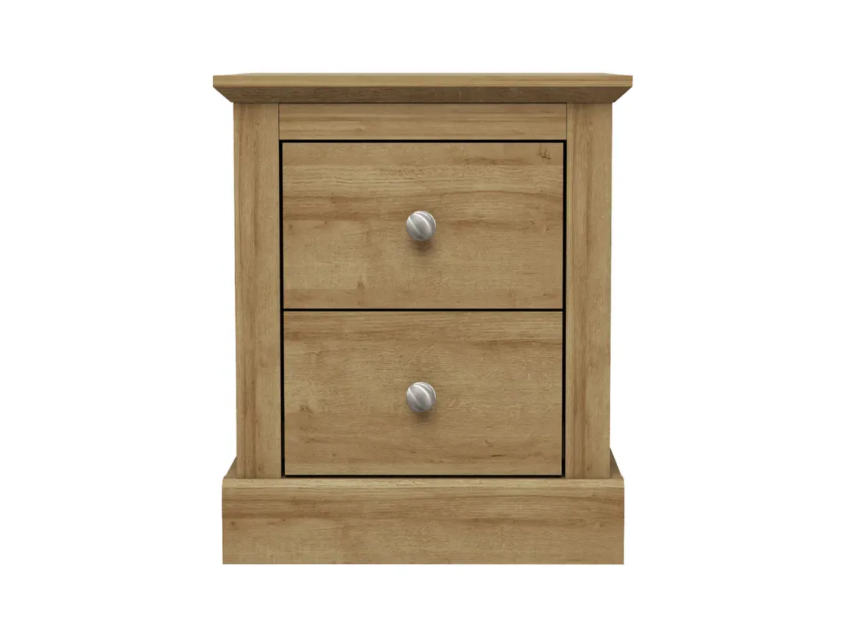 2-Drawer Bedside Cabinet - Oak, Particleboard