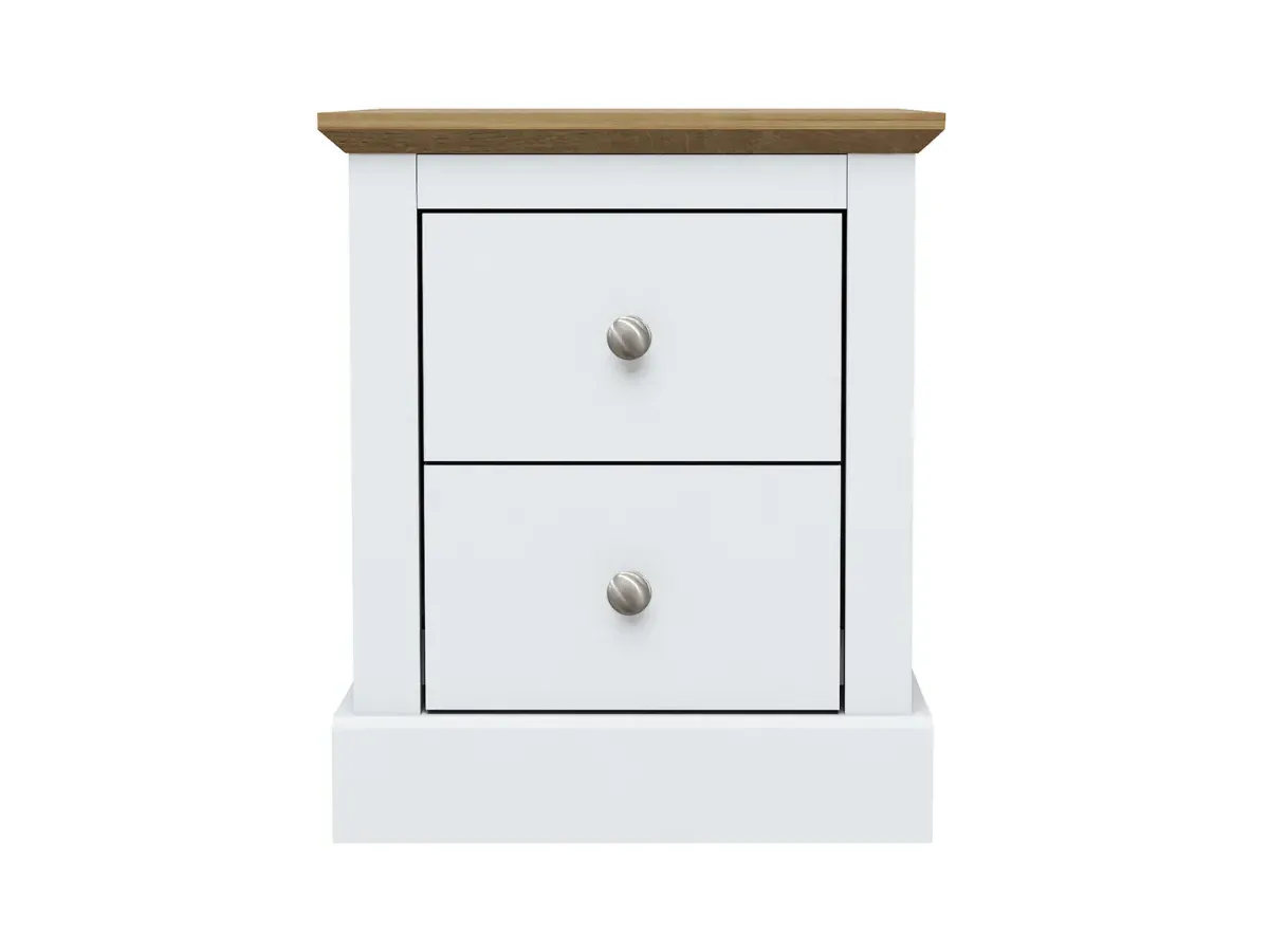 2-Drawer Bedside Cabinet - White, Particleboard