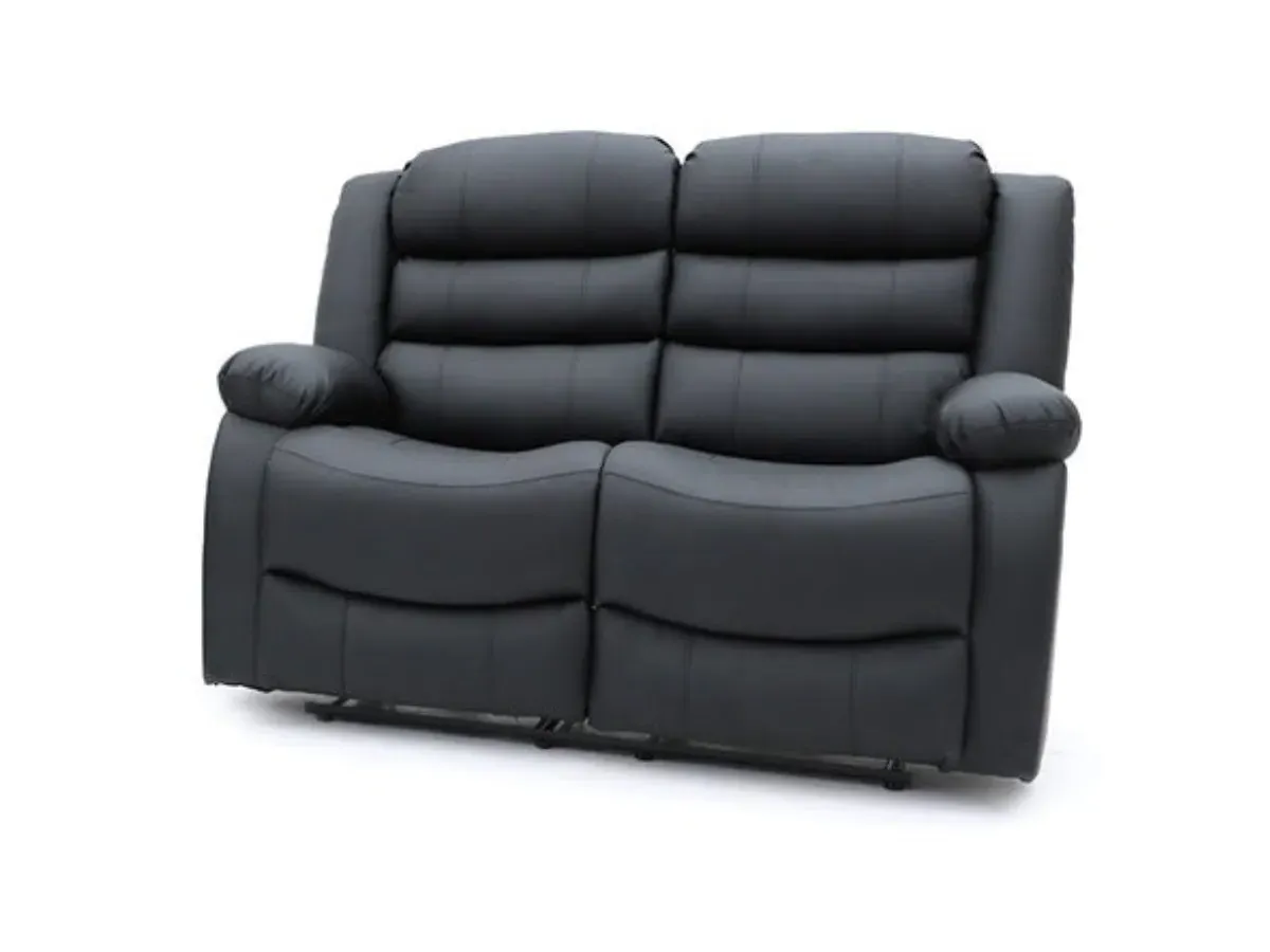 2-Seater Recliner Sofa with Storage - Black, Leather image