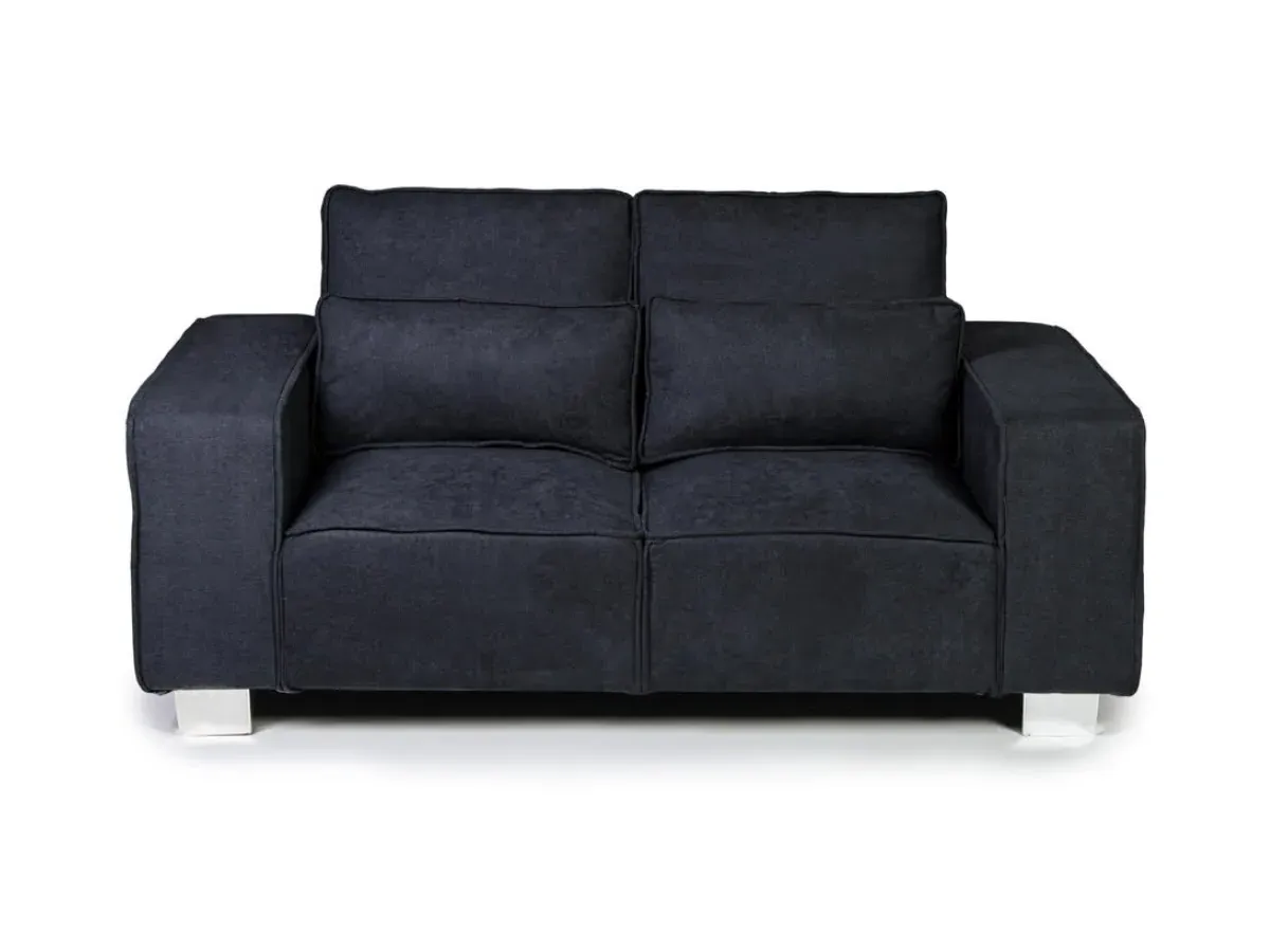2-Seater Sofa with Chrome Feet - Black, Fabric image