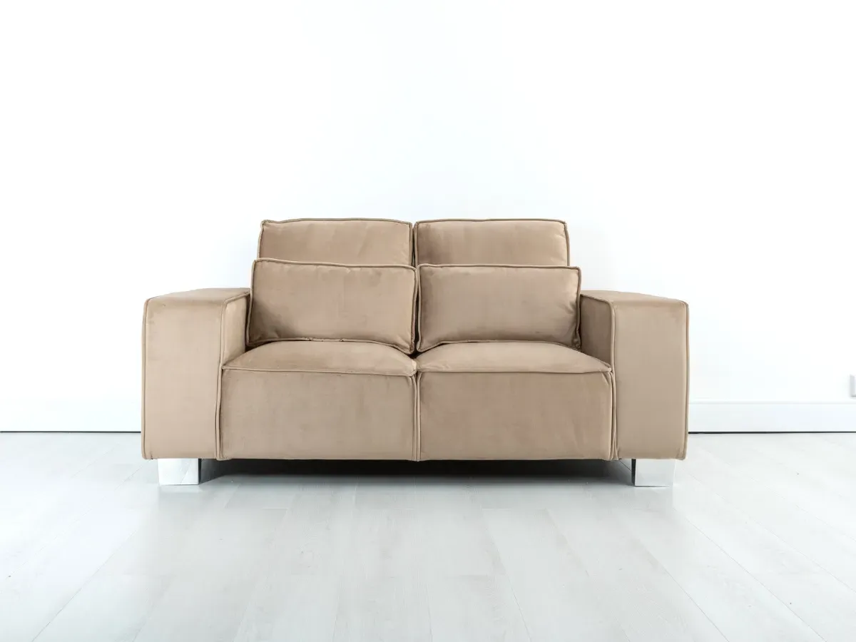2-Seater Sofa with Chrome Feet - Mink, Velvet image